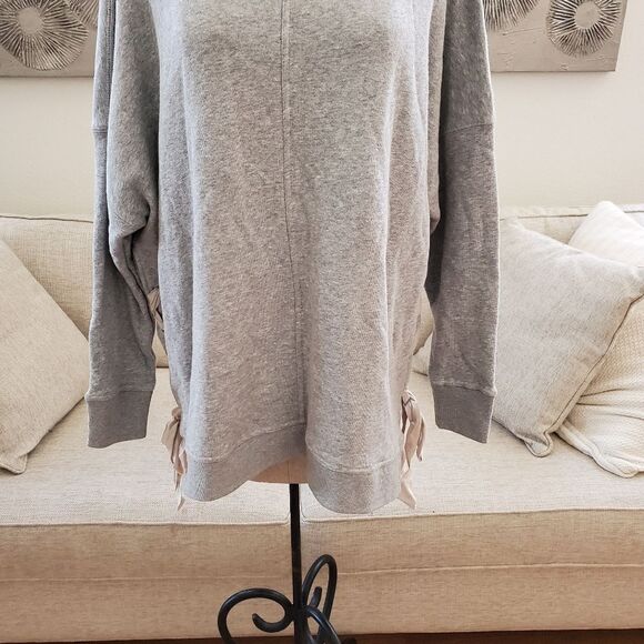 Free People 'So Plush' Lace-Up Pullover Sweatshirt - size Medium in Heather Grey - Picture 6 of 14